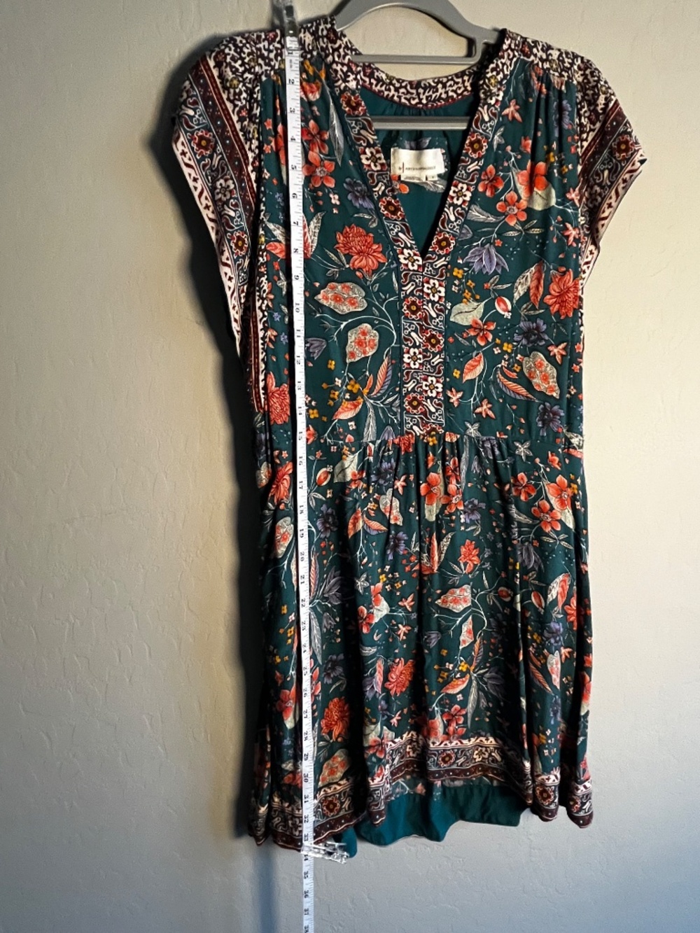 Anthropologie Zenia Green Floral Dress size Small S EUC - Picture 4 of 6